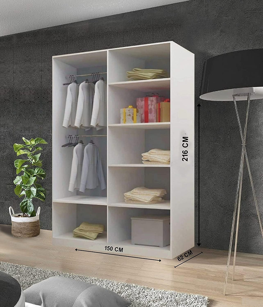150cm White Sliding Door Wardrobe Mirror Closet – Modern Bedroom Storage