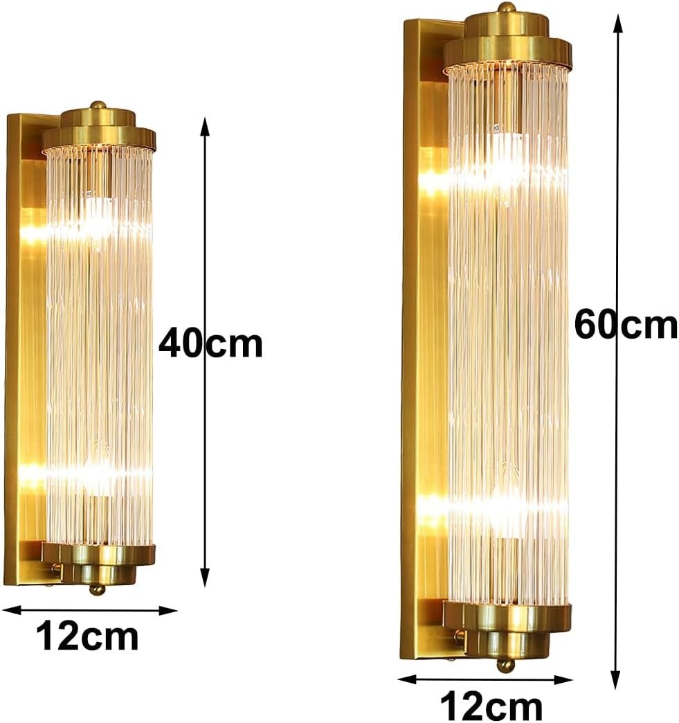 Luxury Brass Gold Crystal Wall Sconce Light 40cm Dimmable Elegant Lamp
