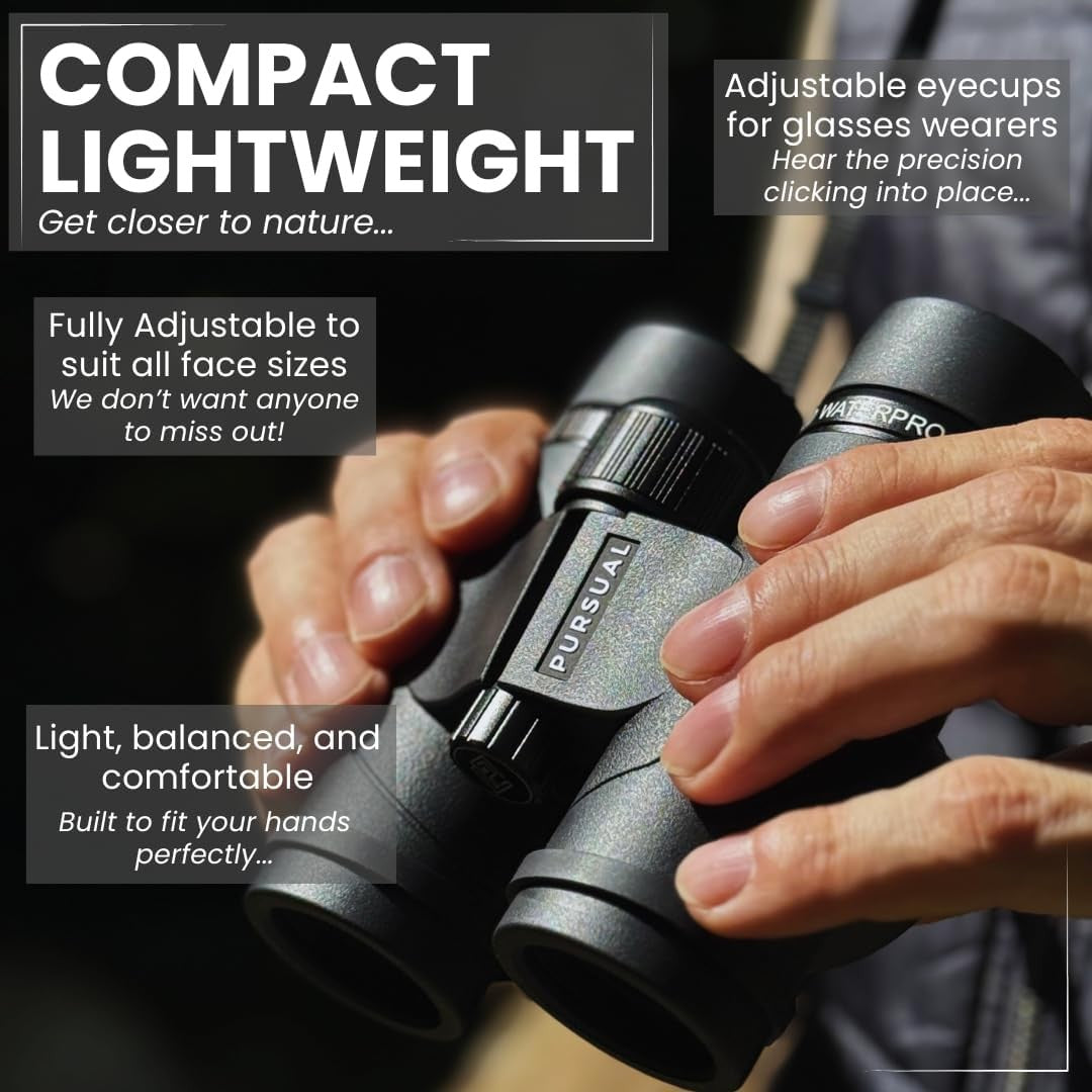 8x32 ED Compact Waterproof Binoculars High Power HD Optics for Hiking Bird Watch