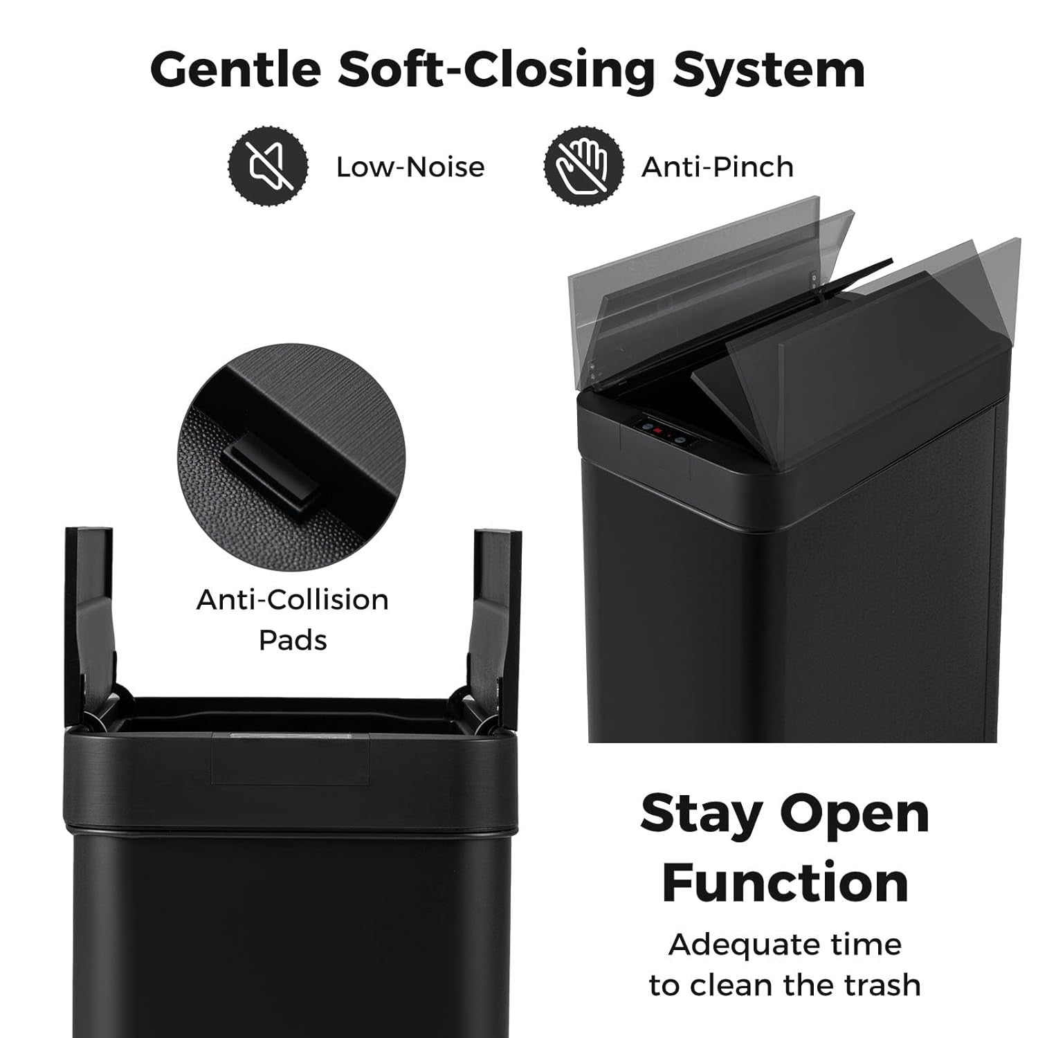 50L Automatic Touchless Kitchen Bin Motion Sensor Black