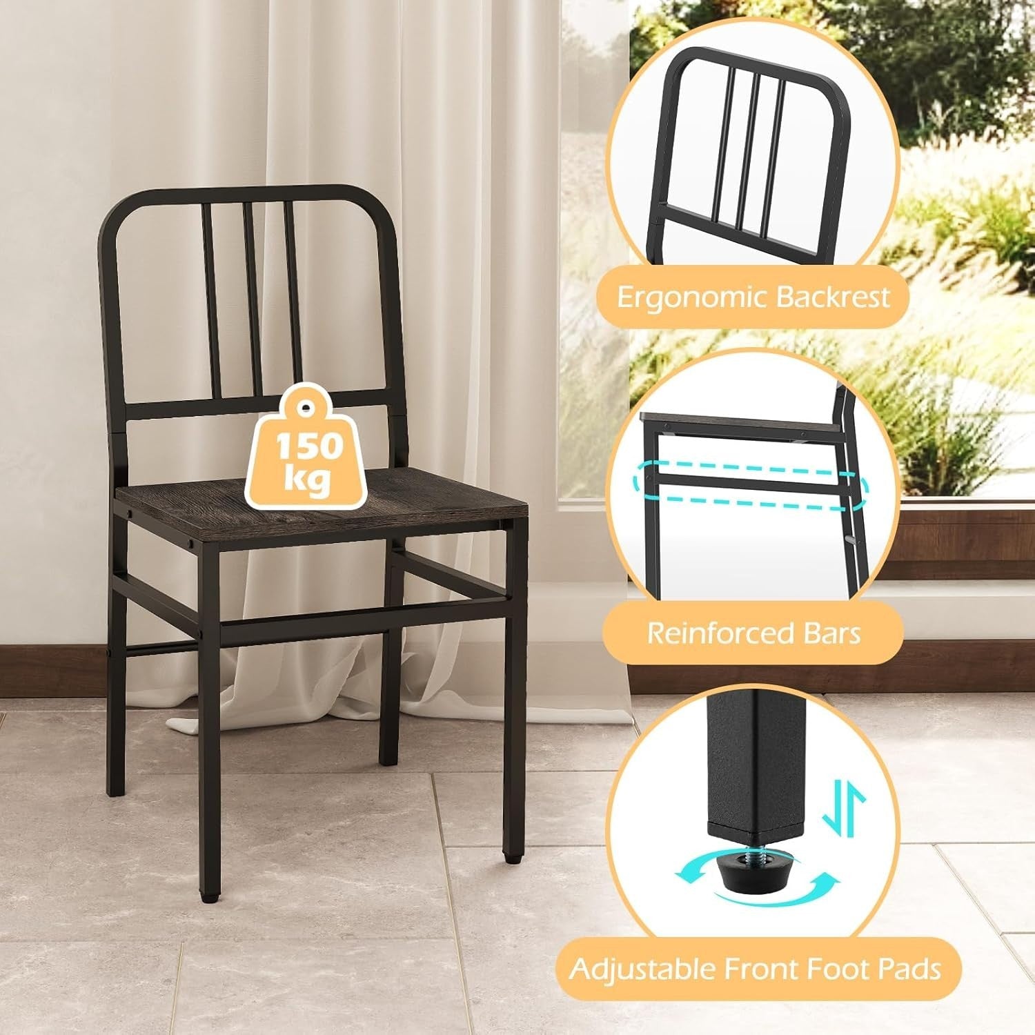 Rectangular 3-Piece Kitchen Dining Set with Storage Rack & Adjustable Feet