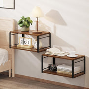 Set of 2 Floating Bedside Tables – Wall Mounted Walnut Shelves for Bedroom