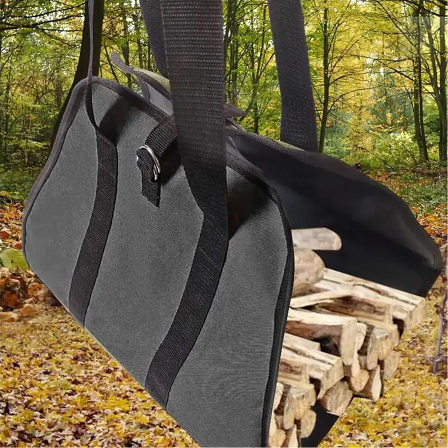 Heavy Duty Waterproof Firewood Carrier Tote Bag with Handles for Easy Log Transp