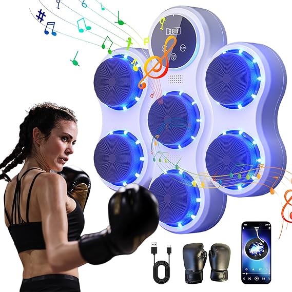 Wall Mounted Music Boxing Trainer Bluetooth LED Punch Target Home Gym