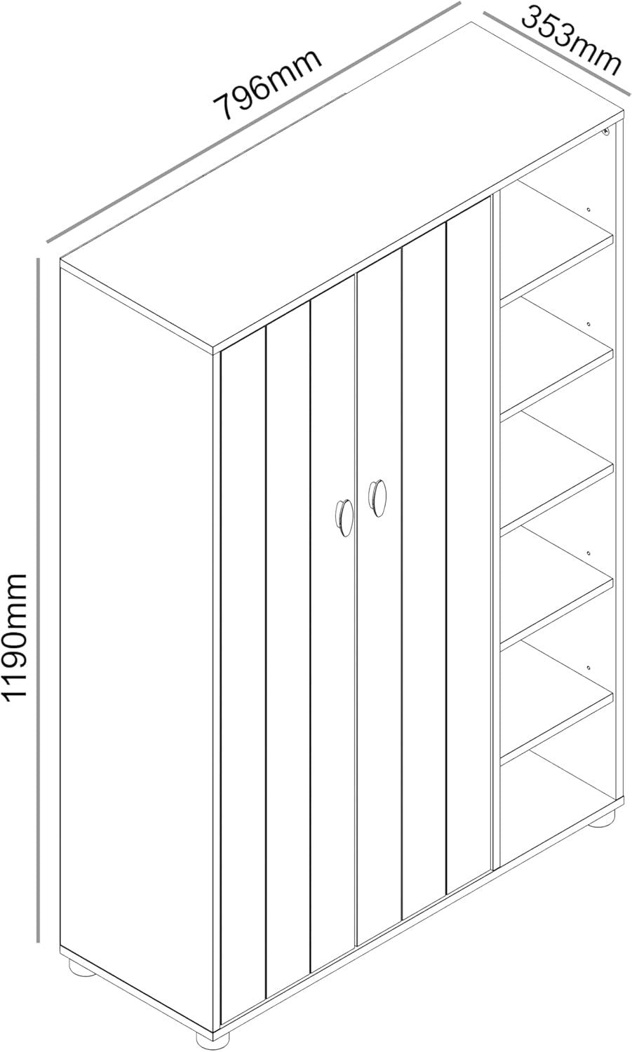 Warm Grey Oak 2-Door Shoe Cabinet 24-Pair Storage 79.6x35.3x119cm