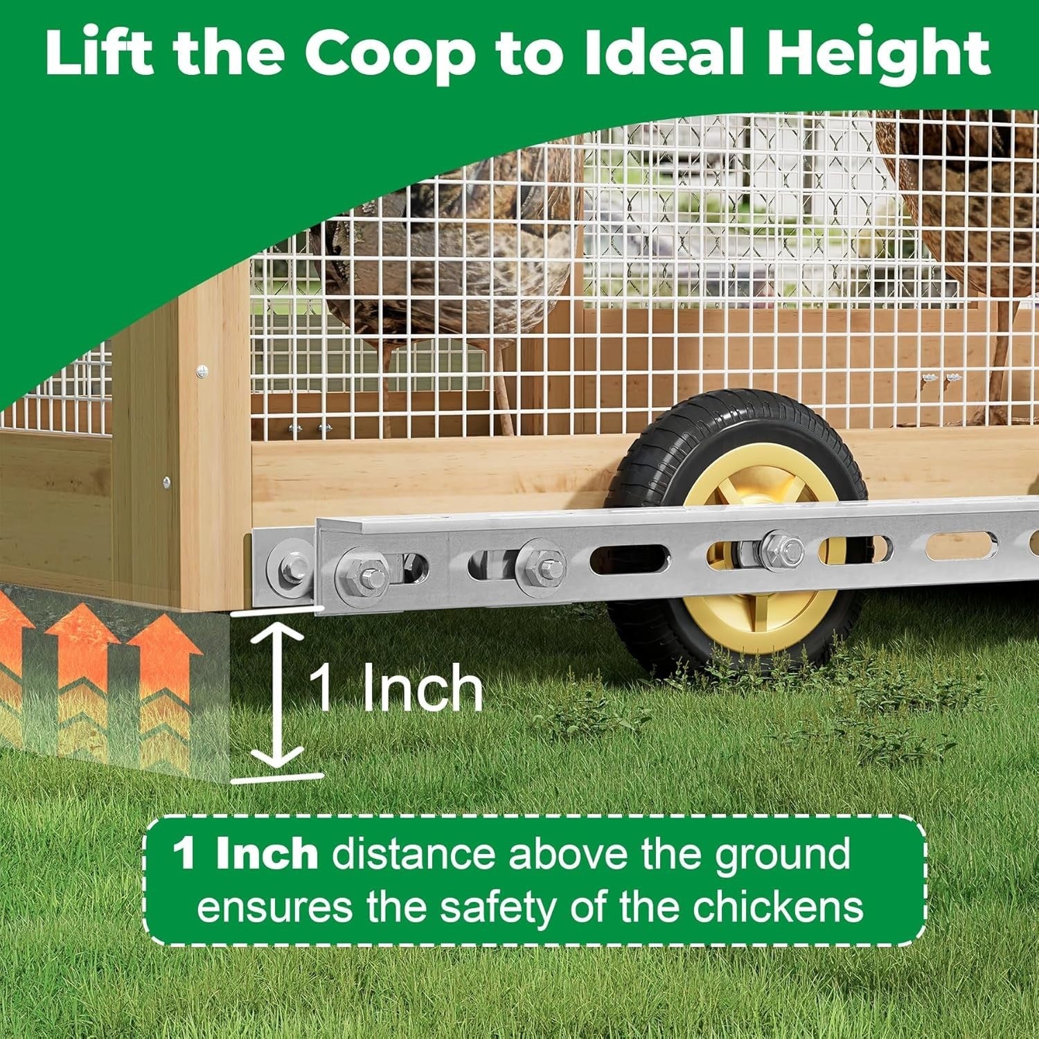 Chicken Coop Wheels Kit 2 Pack Heavy Duty 5in Casters Handles 180lbs
