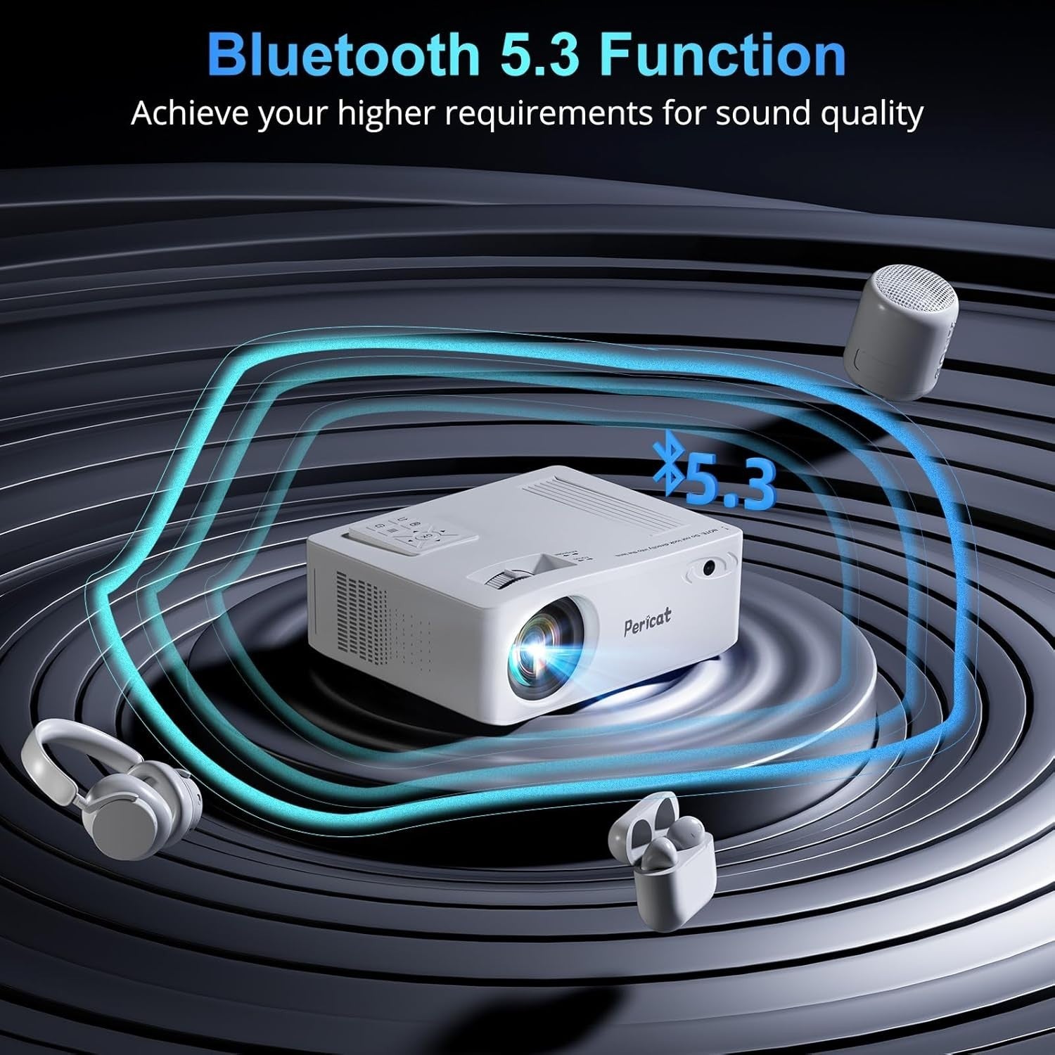 1080P WiFi 5G Bluetooth Projector 380 ANSI 200" 4K Outdoor