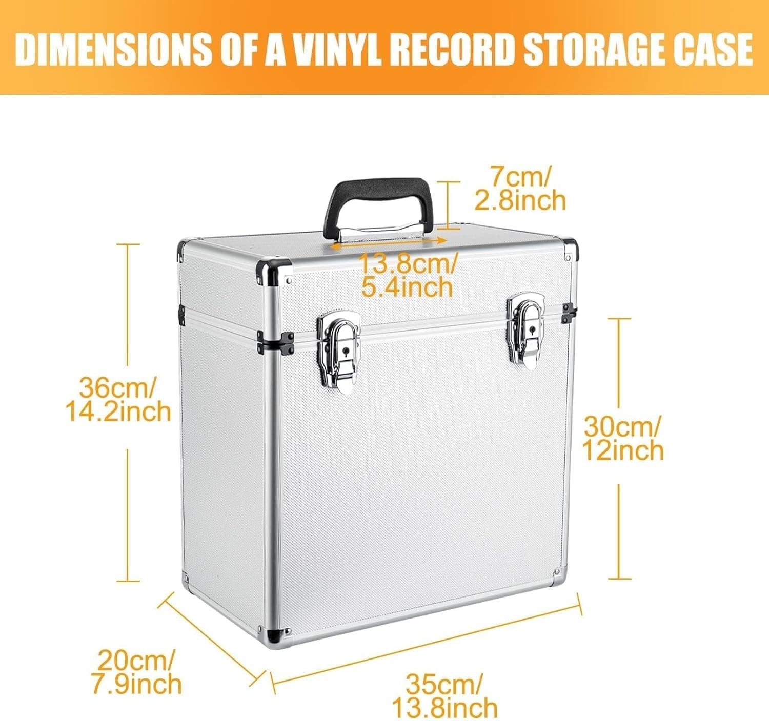 12" Vinyl Record Storage Case Lockable Aluminium DJ Flight Box 100 LPs