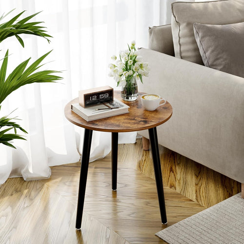 Round Side Table for Living Room & Bedroom – 42x51cm Small Coffee Table