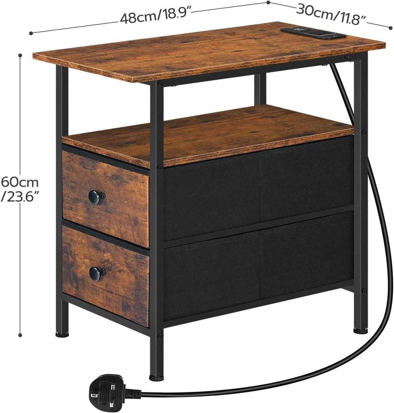 Set of 2 White 3 Drawer Bedside Tables – Modern Wooden Nightstands