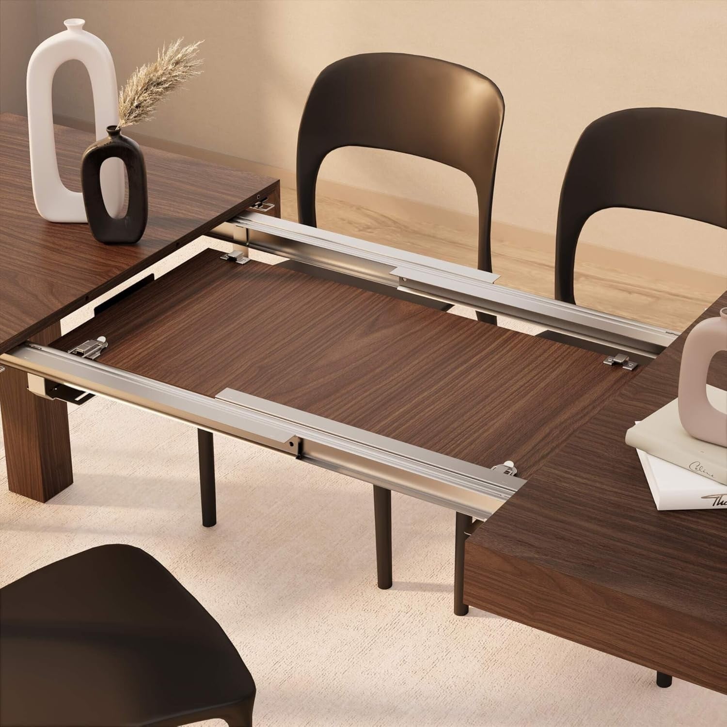 Extendable Canaletto Dining Table 8 Seater Wood Modern SpaceSaving 120-200cm