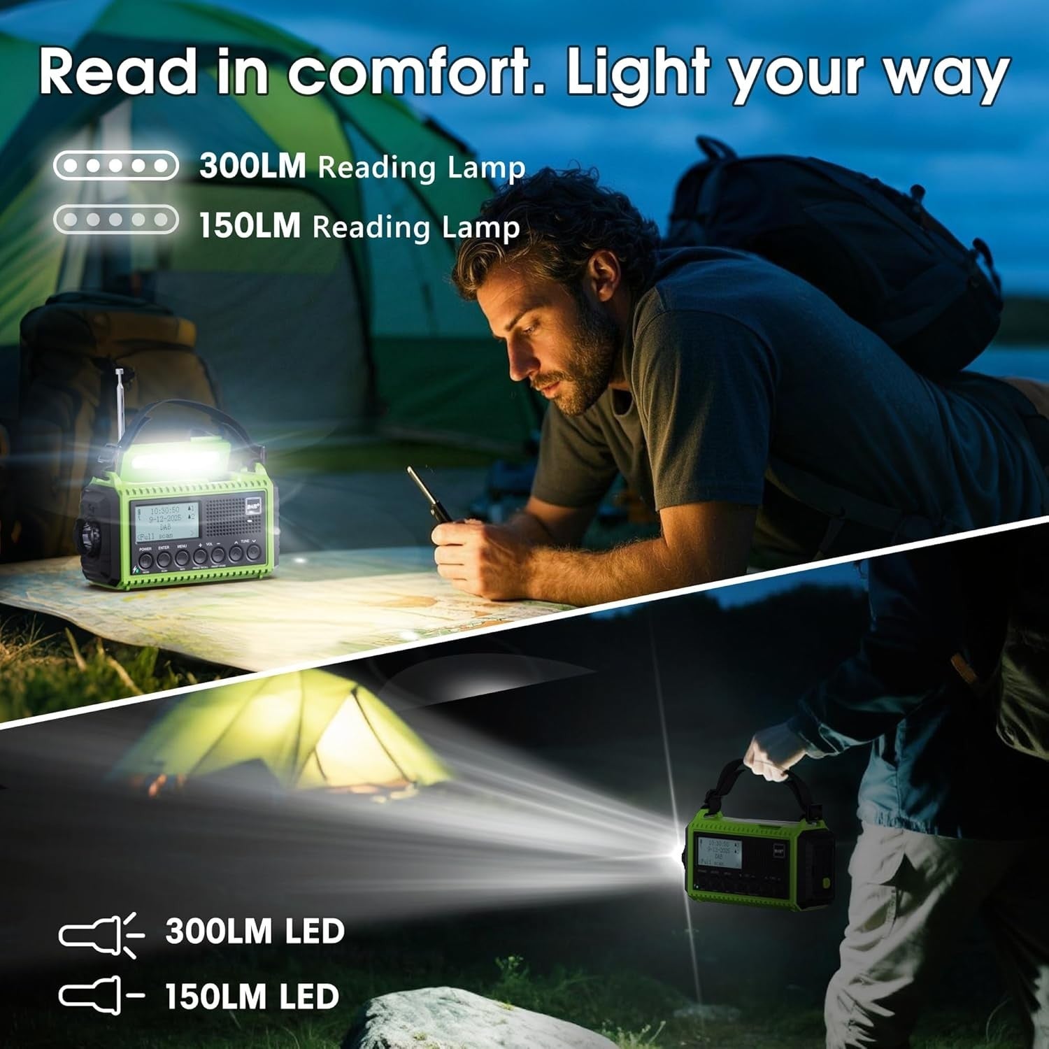 Wind Up Solar Radio DAB, FM 5000mAh Power Bank Flashlight SoS