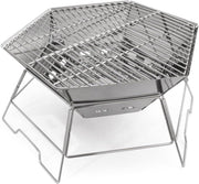 Portable Stainless Steel Hexagon BBQ Grill – Foldable Outdoor Charcoal Barbecue