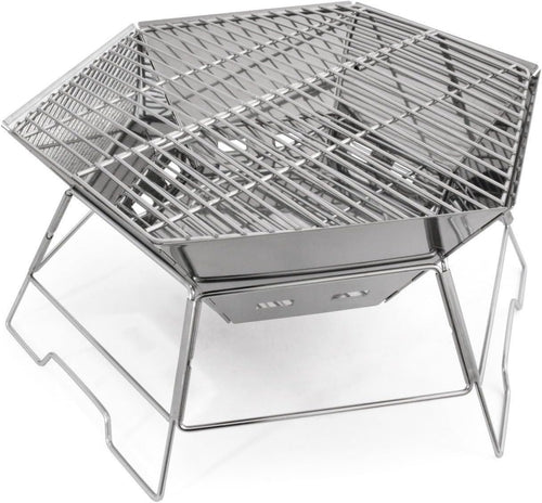 Portable Stainless Steel Hexagon BBQ Grill – Foldable Outdoor Charcoal Barbecue