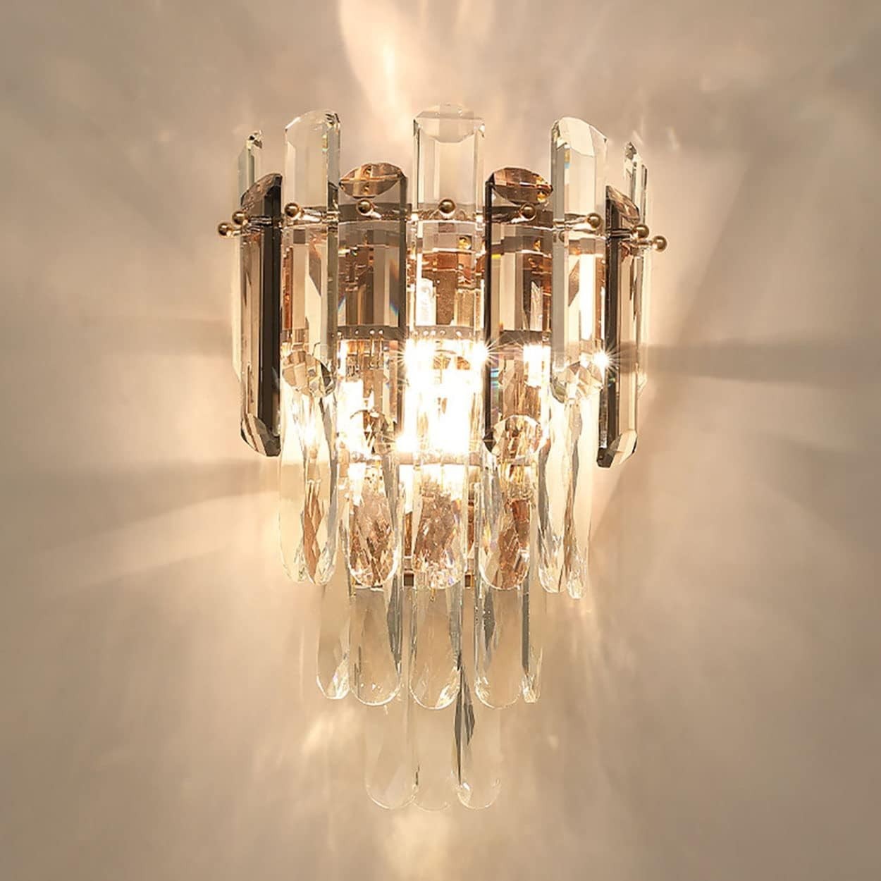 Crystal Wall Sconce Light E14 Luxury Glass Lamp for Bedroom Hotel