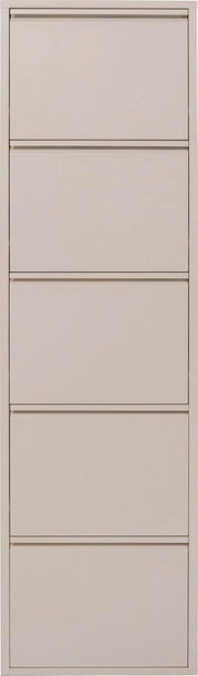 Slim 5-Drawer Shoe Cabinet Cream– Space-Saving Metal Tilt Rack 170x50x15cm