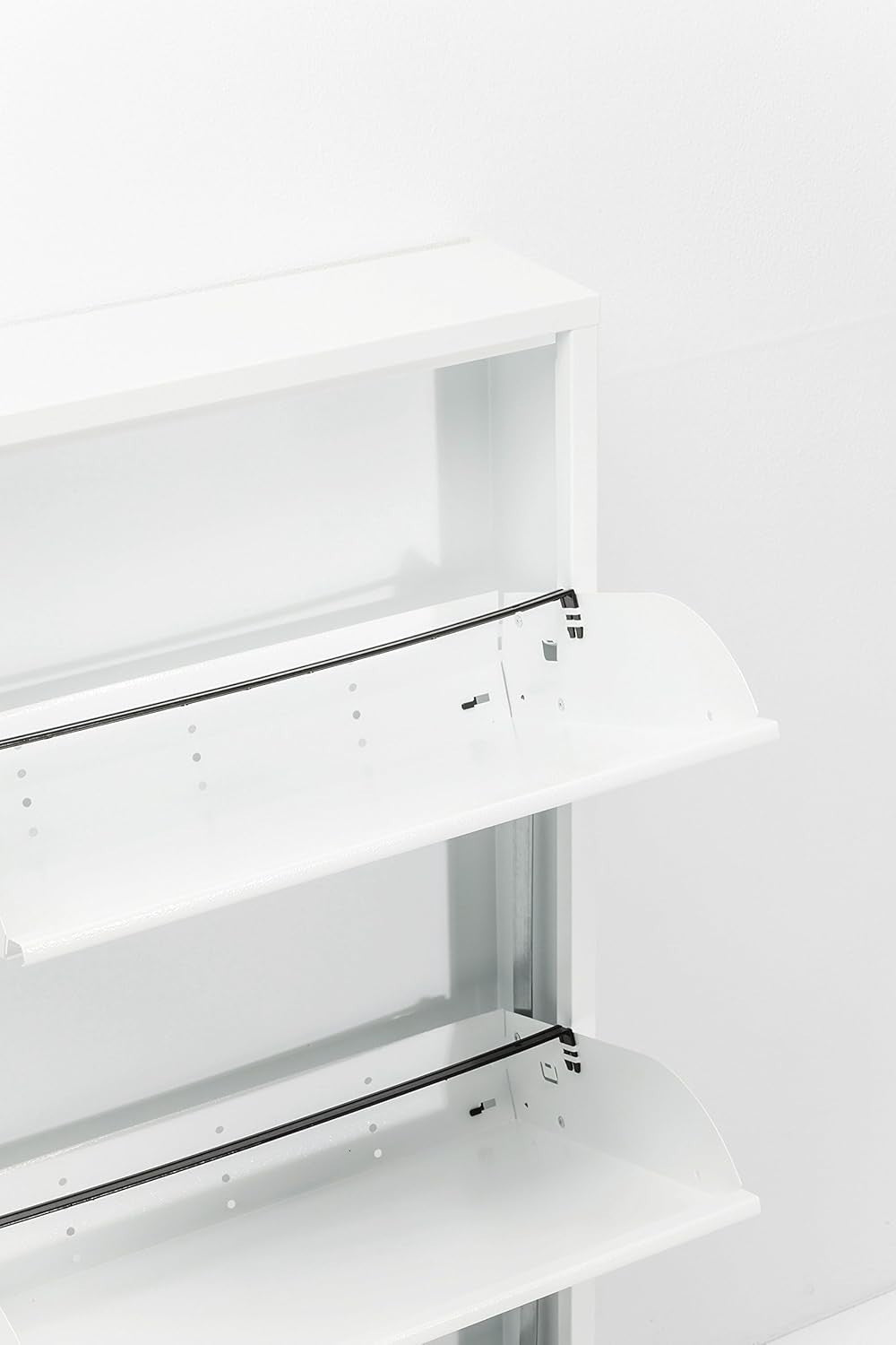 Slim 3-Tier Steel Shoe Cabinet with Tilt Compartments, Space-Saving Design