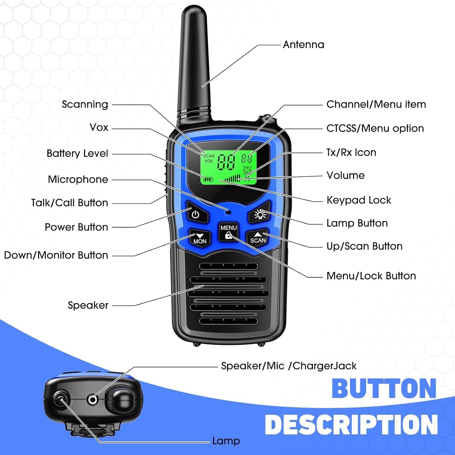 Walkie Talkies 2 Pack Long Range 5KM 22 Channel Kids Adults Outdoor Toy
