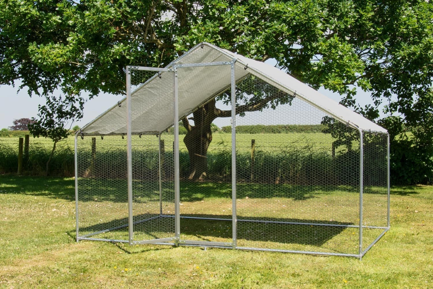 Heavy Duty Walk In Chicken Run Galvanised Steel Small Gap Door 3x2m