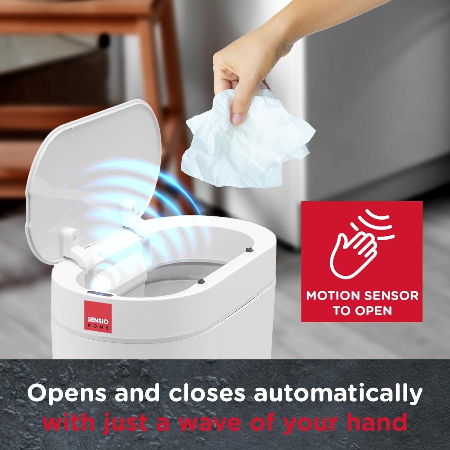 5L Motion Sensor Bin White Waterproof Auto Lid