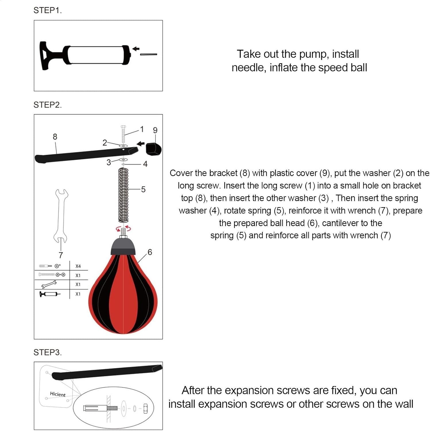 Hanging Speed Punch Ball Boxing Wall Mount PU Reflex Trainer