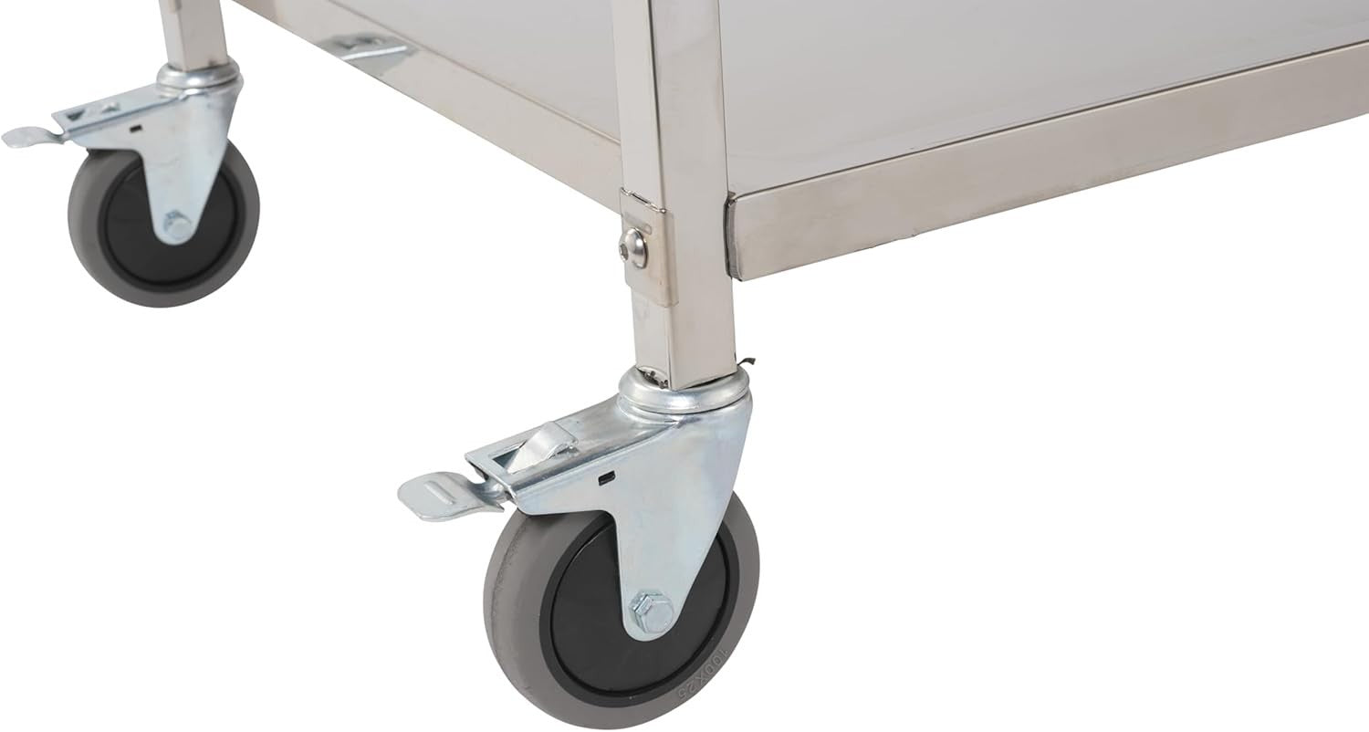3 Tier Stainless Steel Catering Trolley w/ Locking Castors