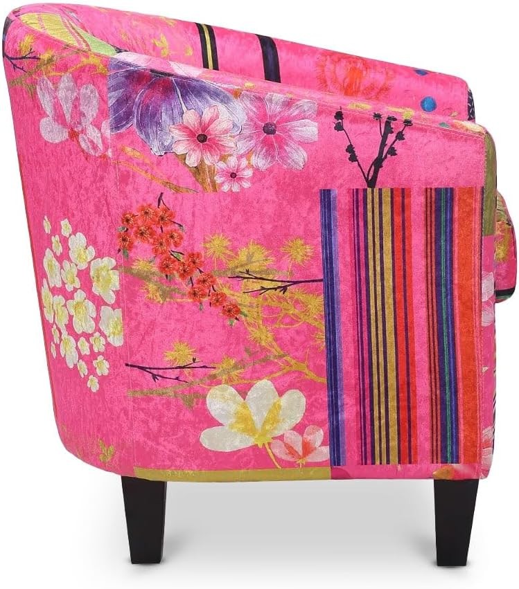 Pink Patchwork Accent Tub Chair Colourful Bucket Armchair