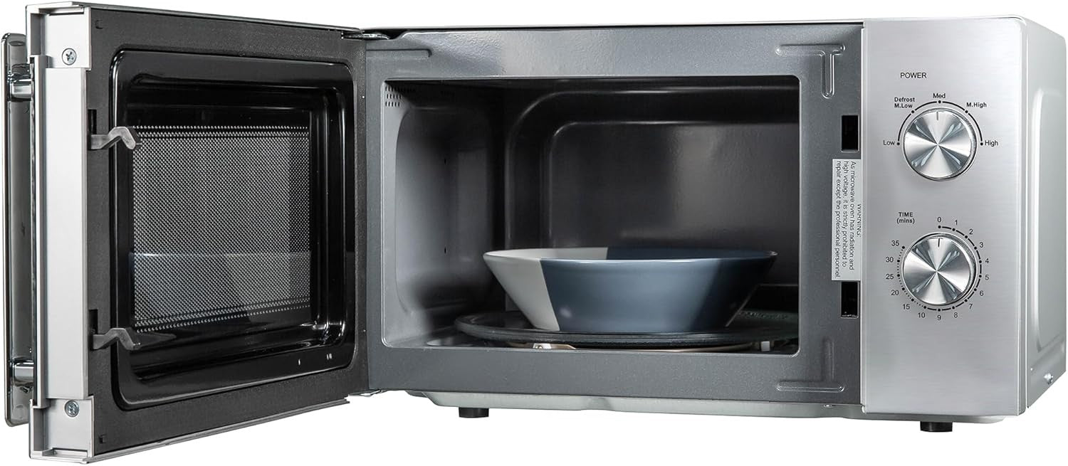 Stainless Steel Kitchen Set 1.7L Kettle 4-Slice Toaster 20L Microwave