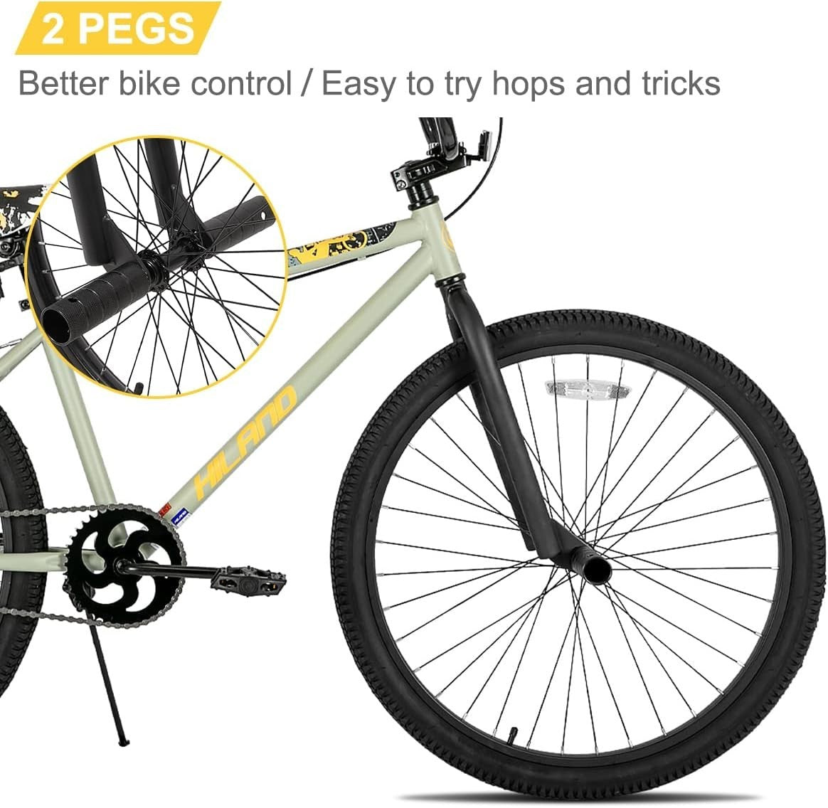 Kids BMX Bike 24/26” Sturdy Steel Frame, Adjustable, 2 Pegs, Beginner to Pro