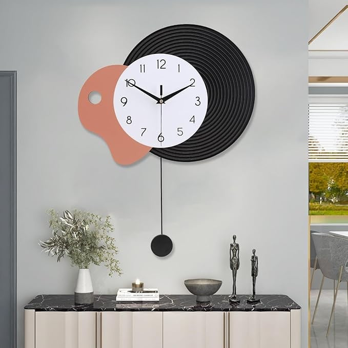 Modern Pendulum Wall Clock 35cm Silent Metal Design Minimalist Home Decor
