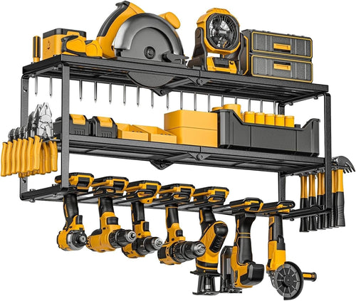 Wall Mount Power Tool Organizer 7 Drill Holders 3 Layers – 150Lbs Load