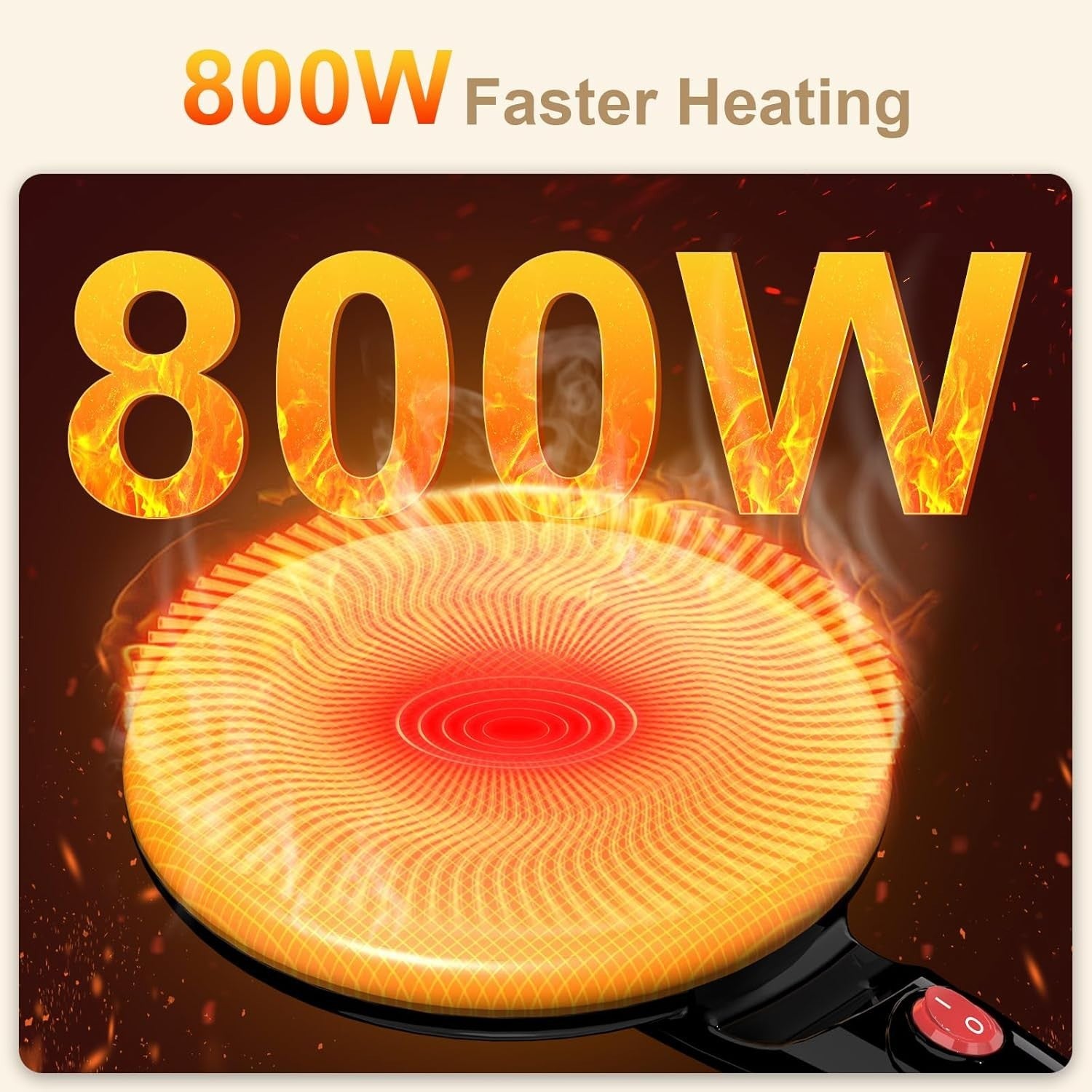800W Non-Stick Crepe & Pancake Maker – Fast Heating, Easy Clean, Portable