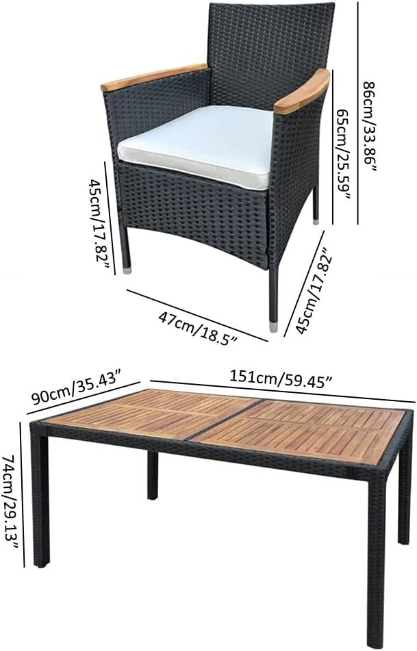 7 Piece Patio Rattan Dining Set Outdoor Garden Table & Stackable Chairs
