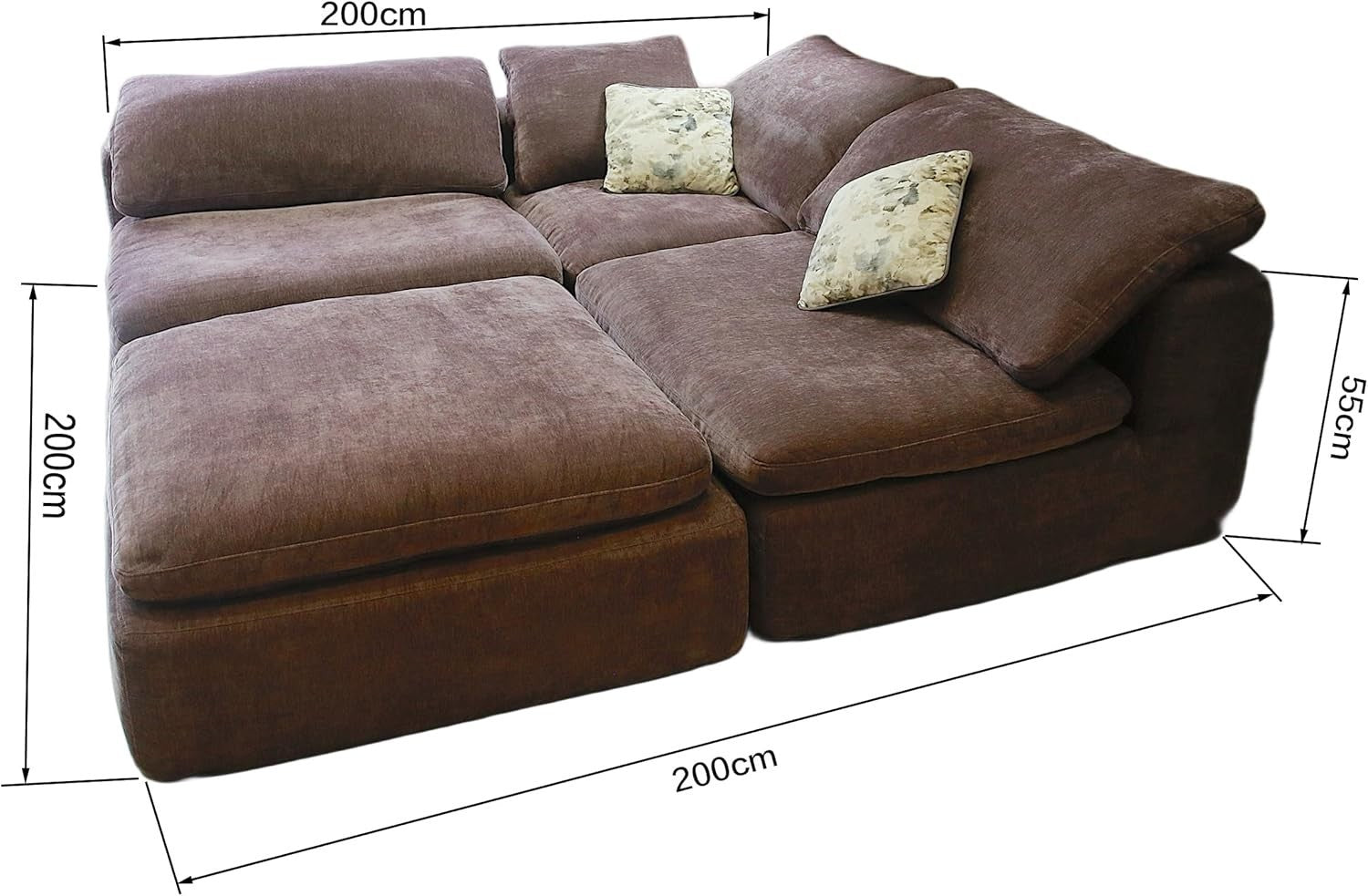 Modern L-Shaped 4-Seater Sectional Sofa with Chaise, Reversible Fabric Couch