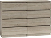 8 Drawer Chest Wide Tall Storage Unit - Bedroom Cabinet Matt Wood Look