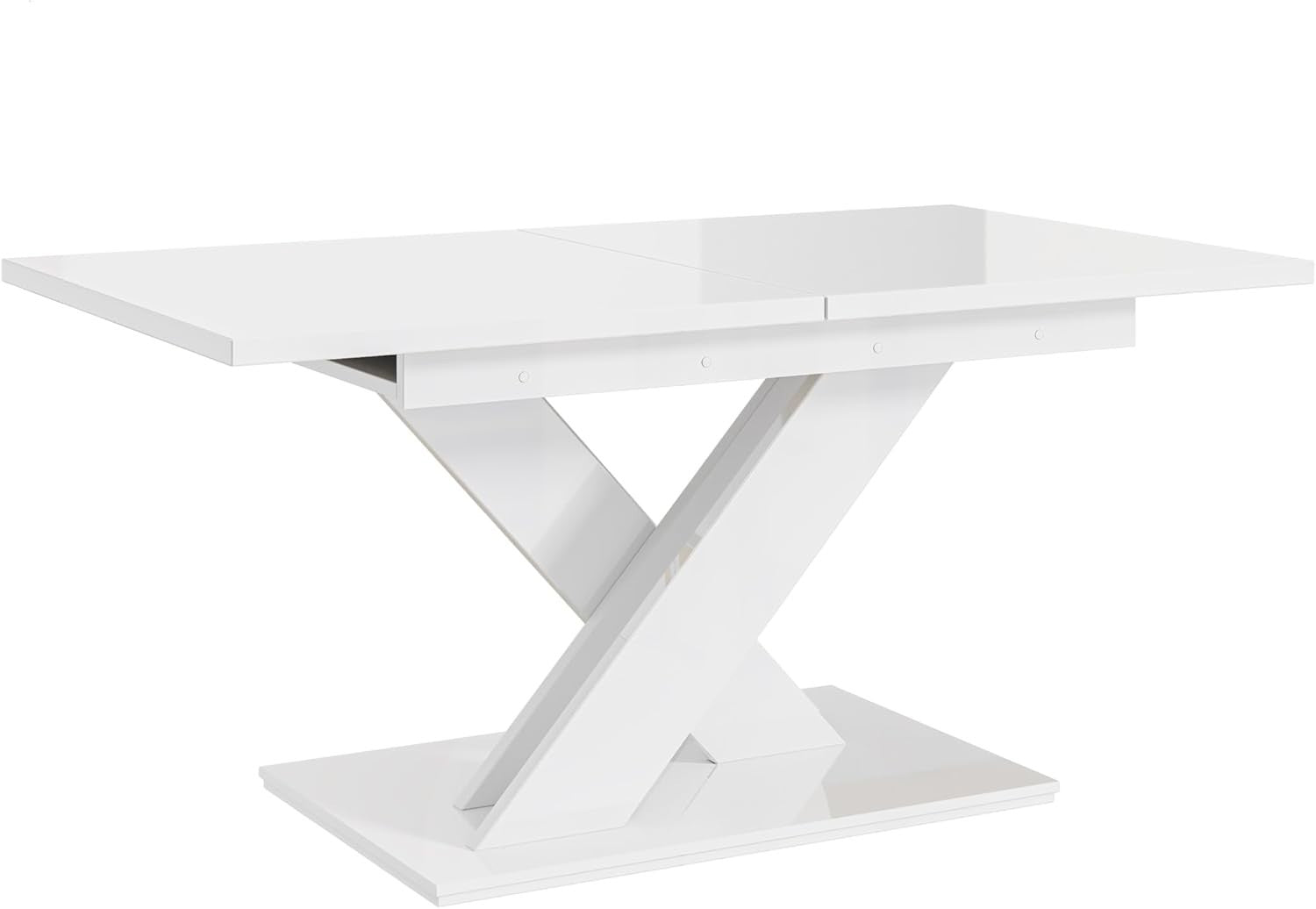 White Gloss Extendable Dining Table 140–180cm Modern Folding Space Saver