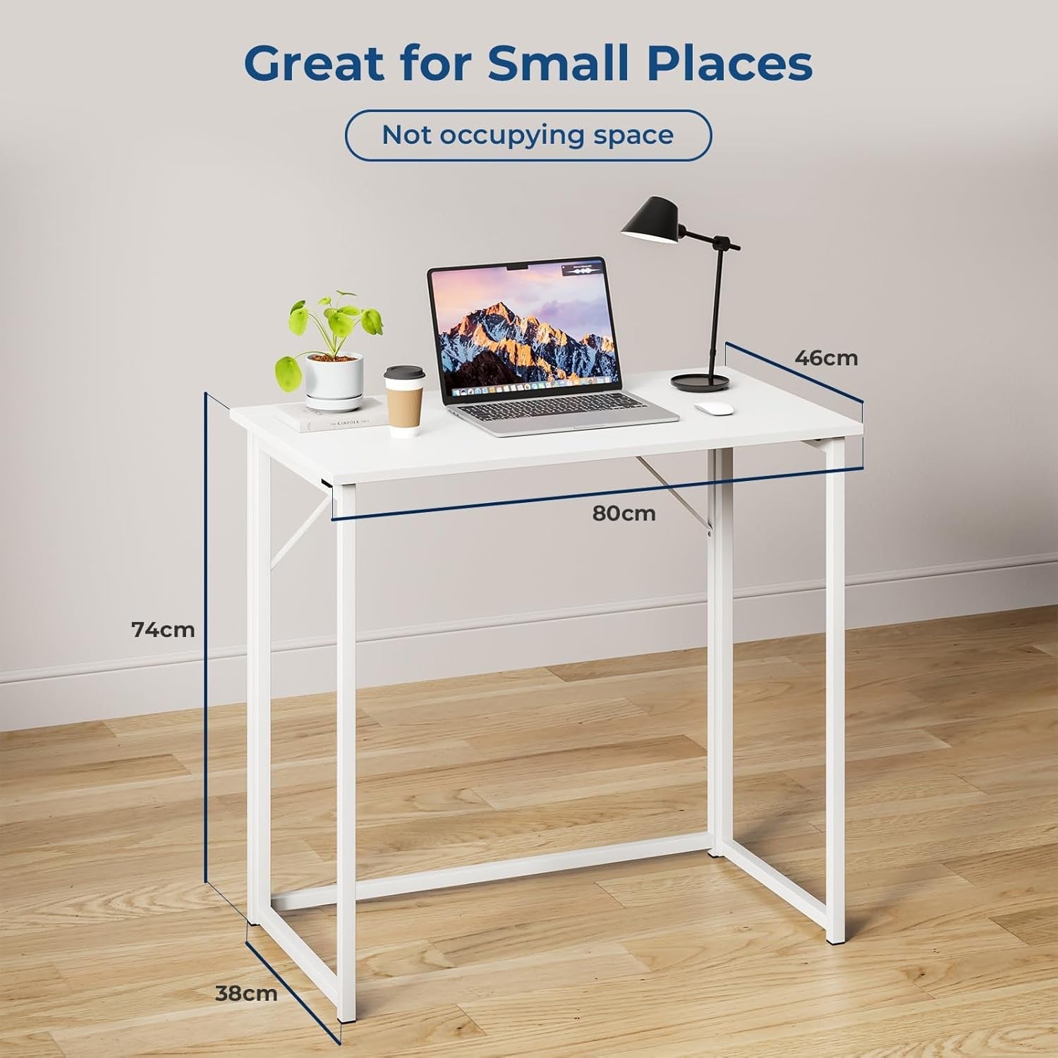 Folding Computer Desk Small Space Home Office Study Table Easy Store White