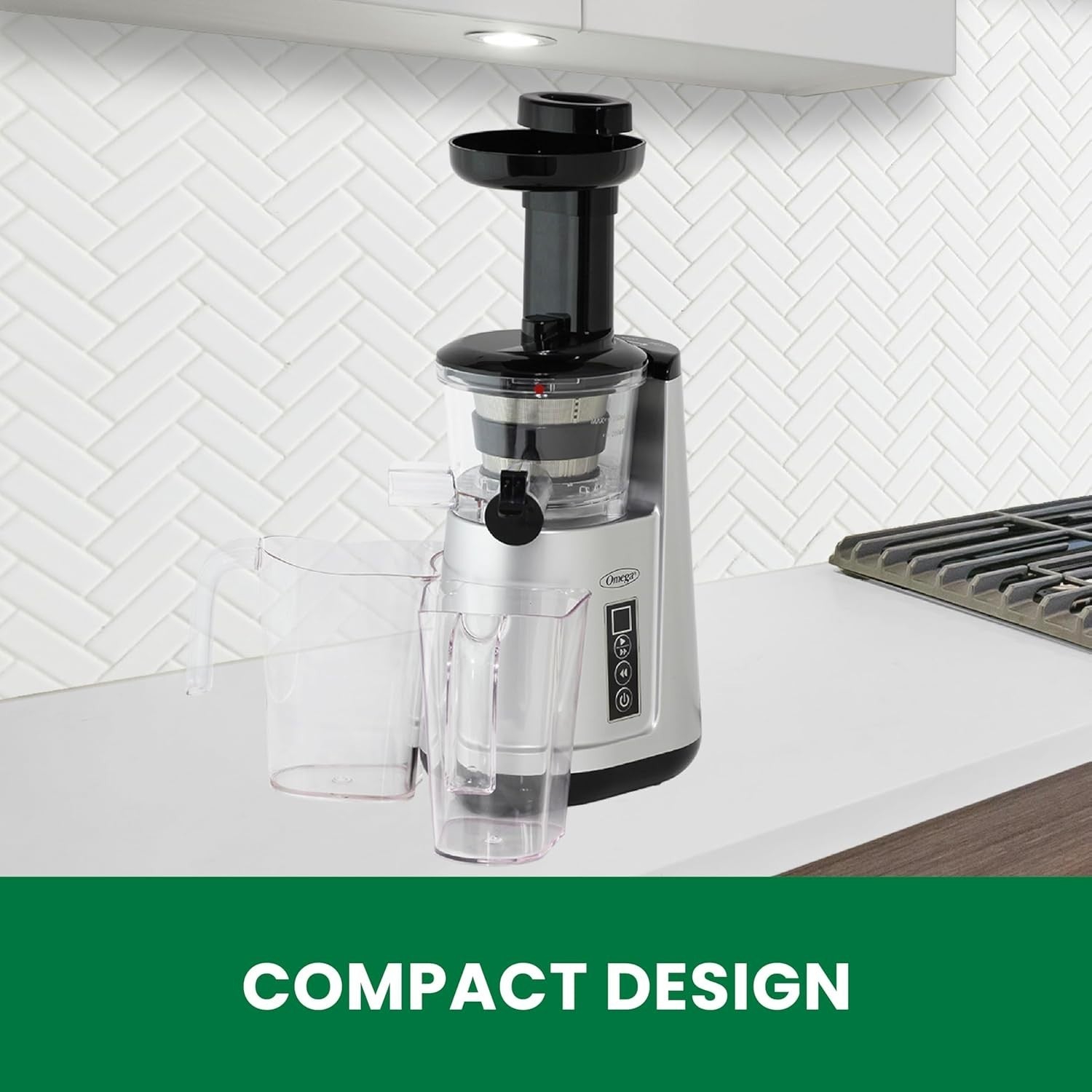 Cold Press Slow Masticating Juicer Vertical 65 RPM Compact Silver