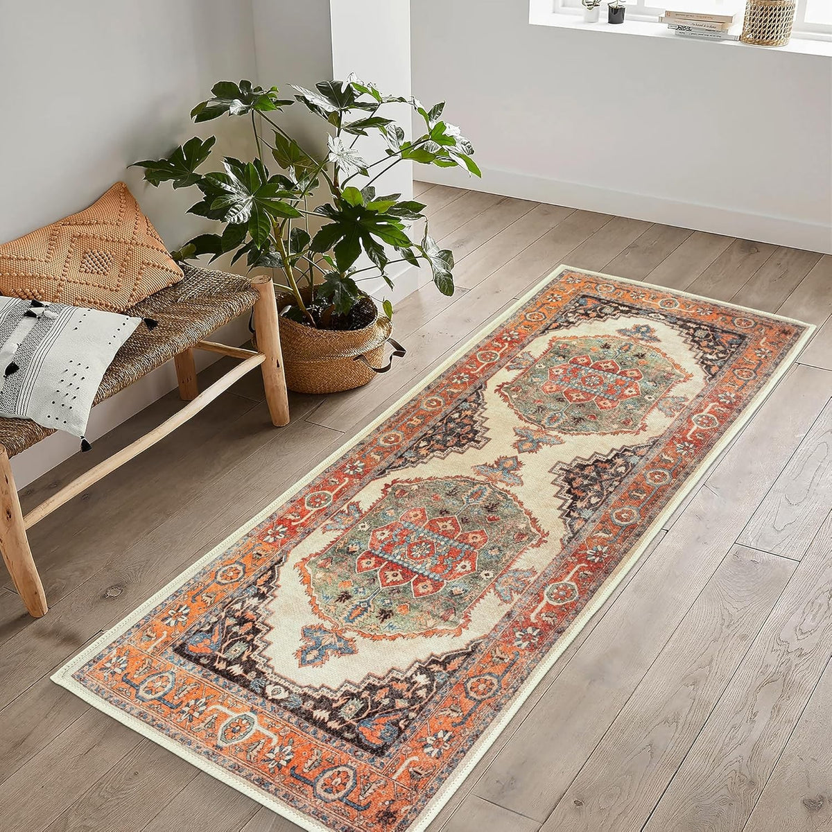 Washable Runner Rug 60x240cm Non-Slip Hallway Kitchen Bedroom