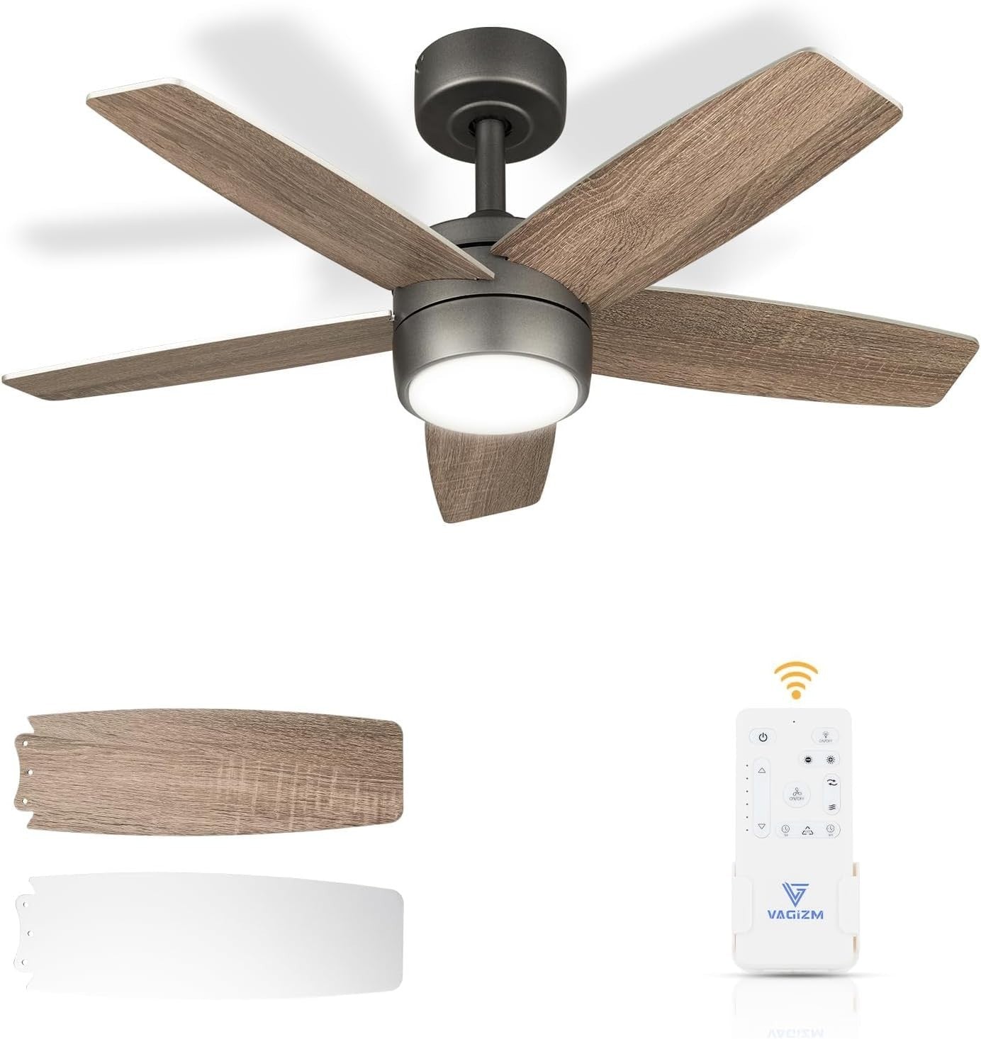 Vagizm 36" Ceiling Fan with Light, 6-Speed Quiet DC Motor, Bronze