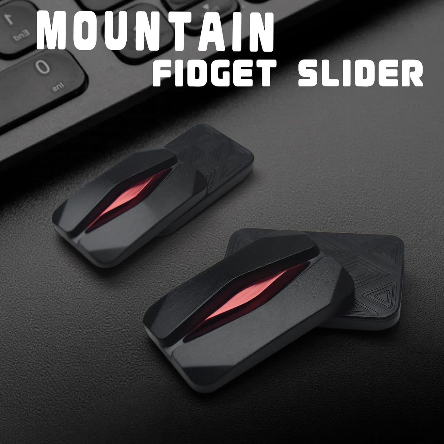 Black Red Trackless Magnetic Fidget Slider Metal ADHD Stress EDC
