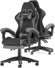 Ergonomic Gaming Chair Recliner w/ Footrest Lumbar Support Grey