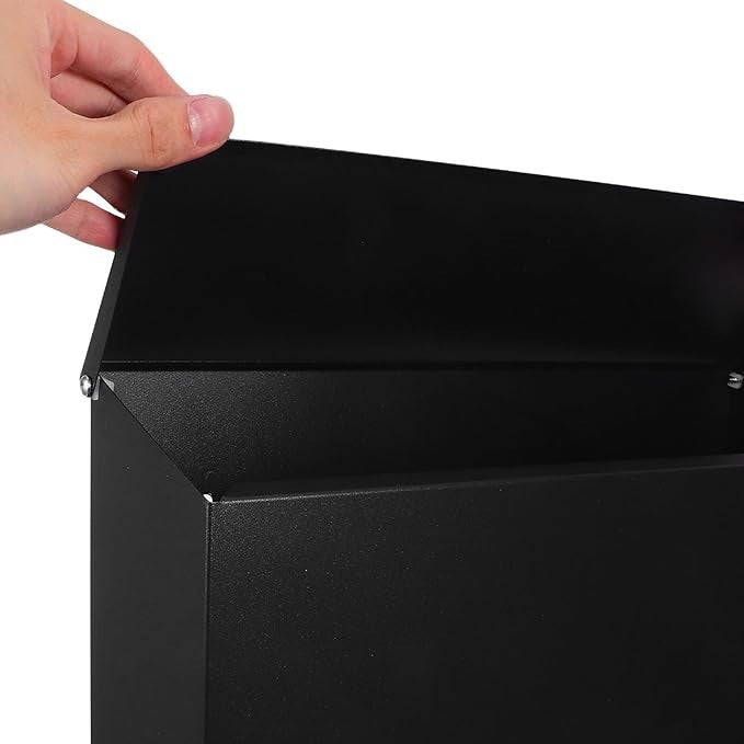 Large Outdoor Wall Mounted Mailbox – Weatherproof Stainless Steel Post Box Black