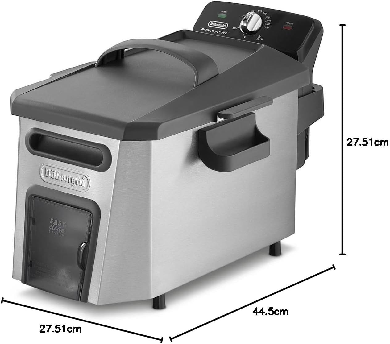Large Capacity Deep Fryer 3.5L 3200W Cool Zone Easy Clean Silver/Black