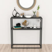Slim 90cm Console Table with Shelves – Metal Frame Entryway Hall Unit
