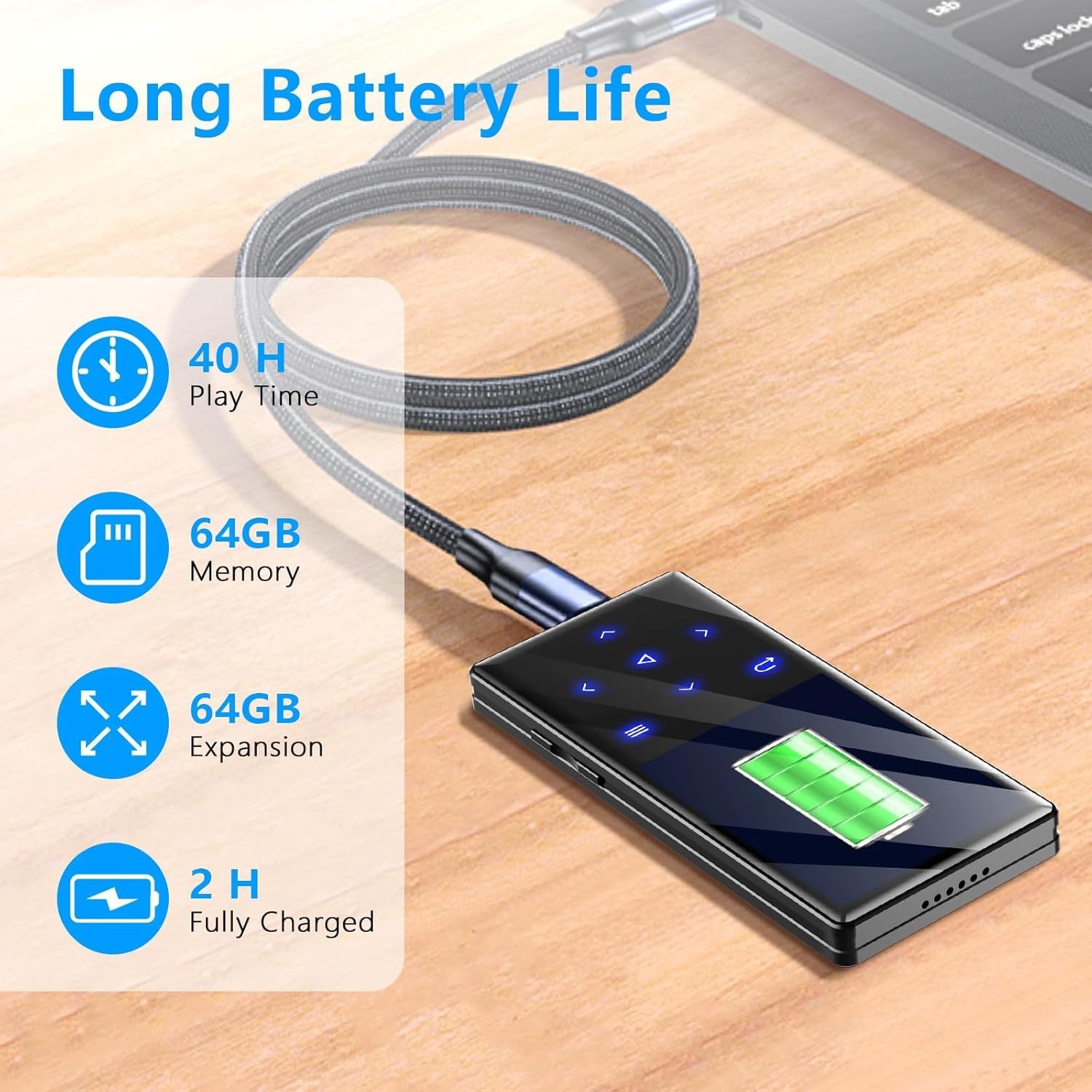 128GB Bluetooth MP3 Player HiFi FM Radio Speaker Touch Screen