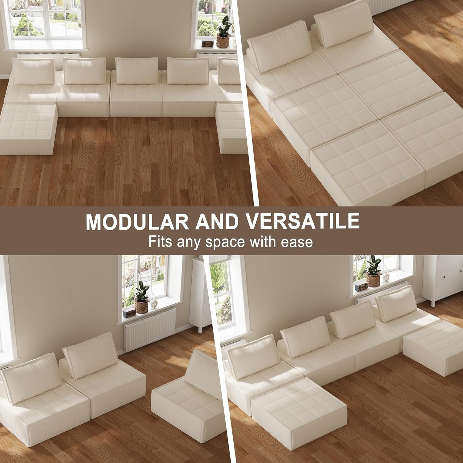 Modular Foldable Sofa Chair Bed Armchair Small Space Seating Beige