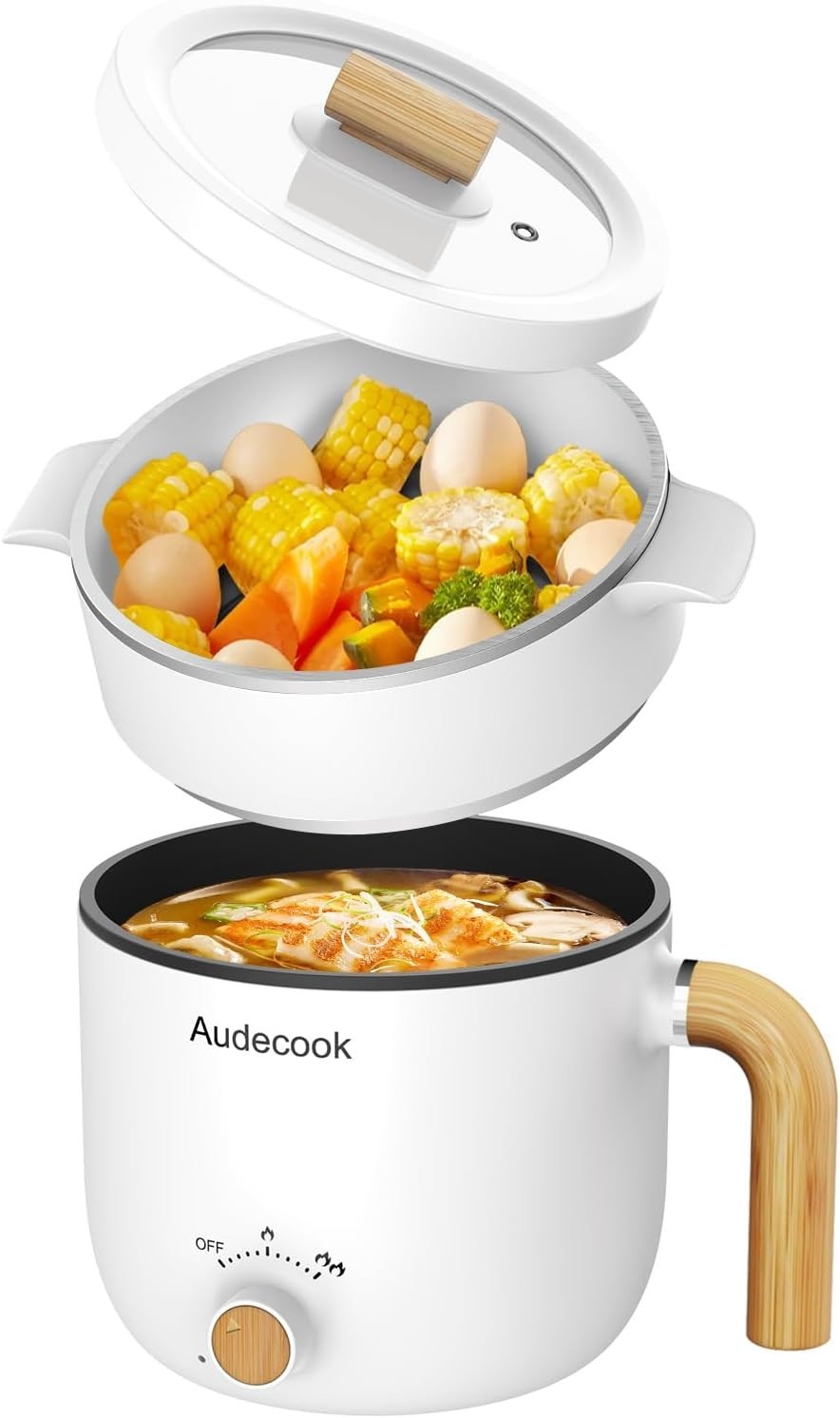 Electric 1.5L Mini Hot Pot with Steamer | Non-Stick Cooker for Soup & Ramen