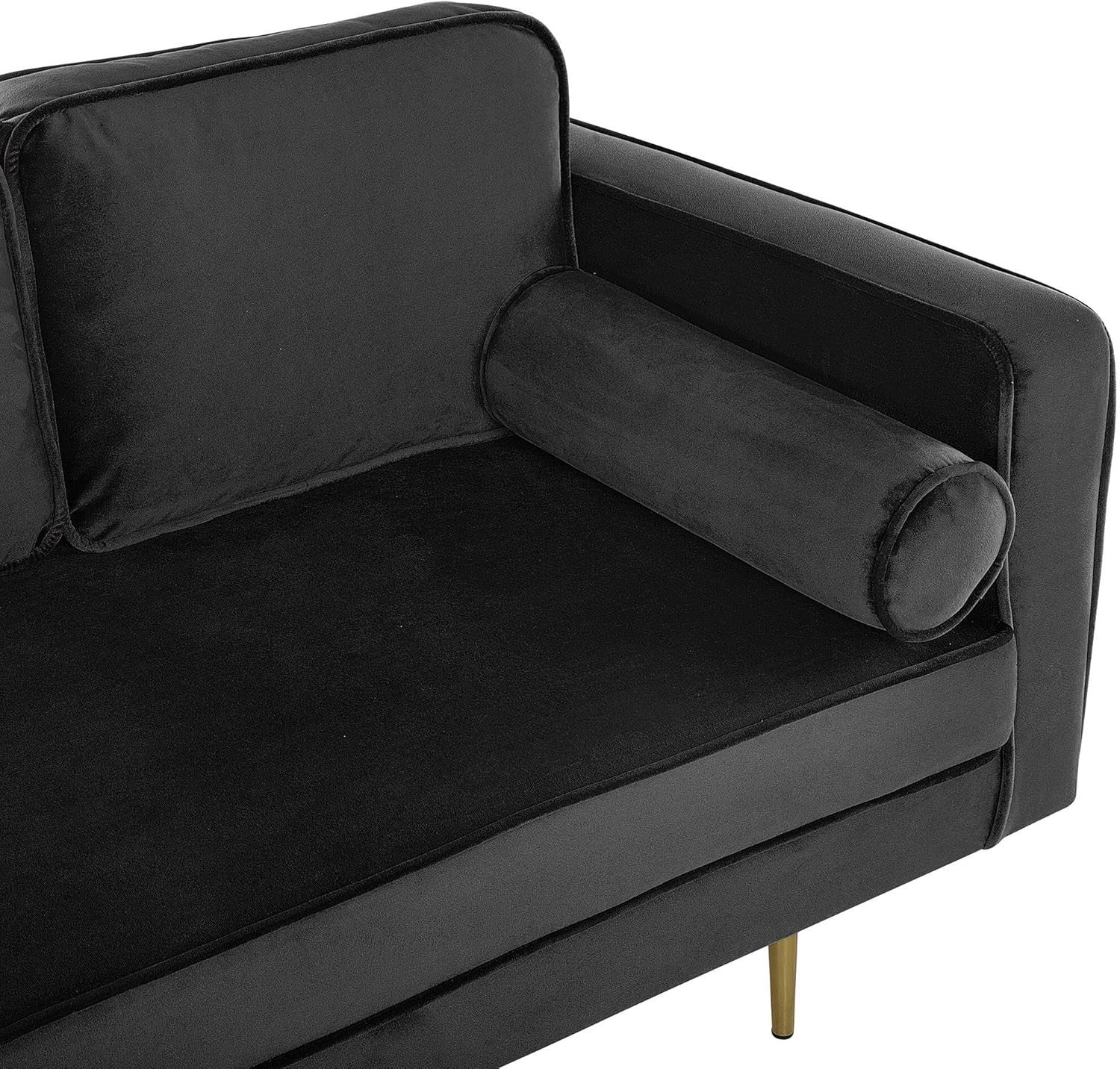 Black Velvet Glam Chaise Lounge Gold Legs Compact Stylish Reading Seat