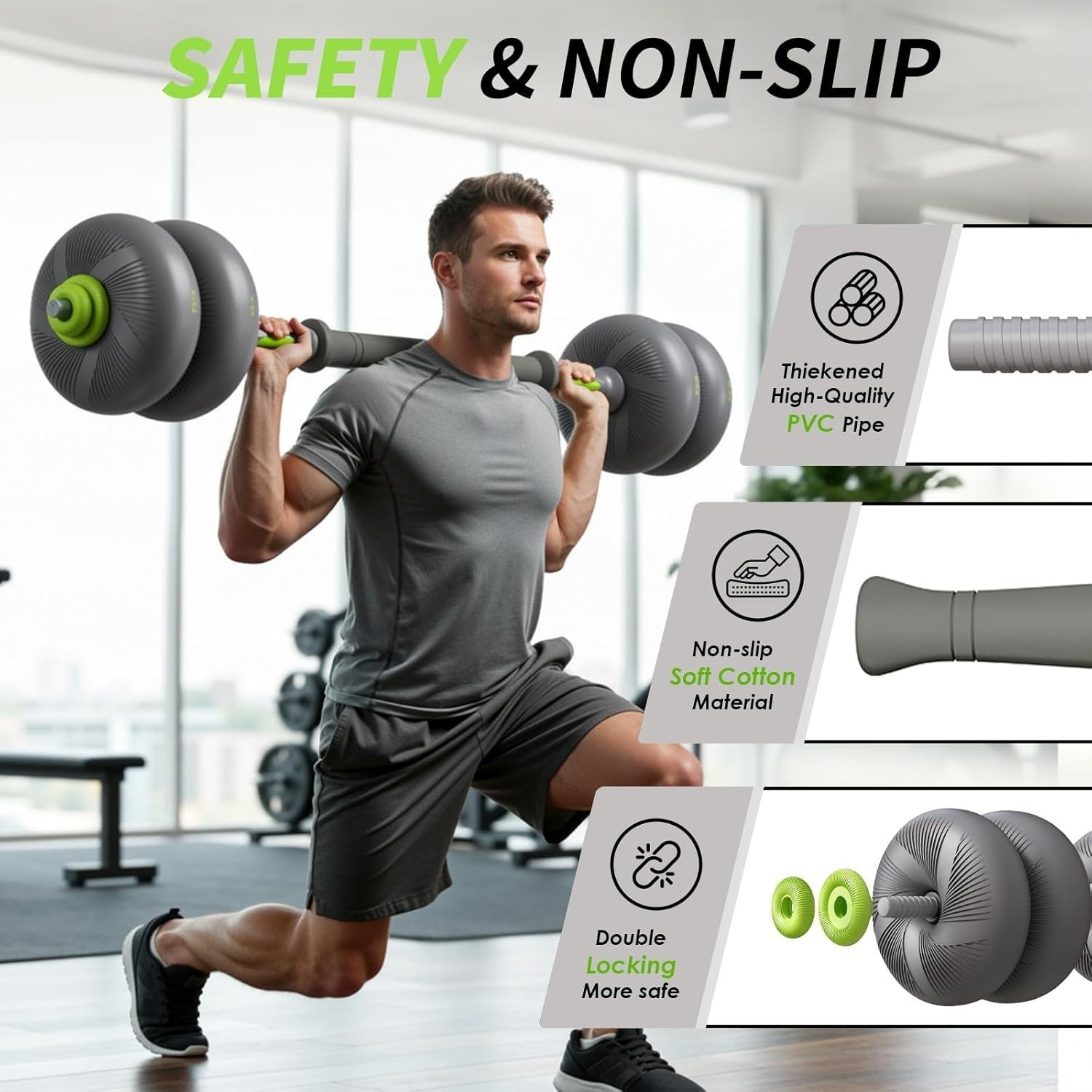 4-in-1 Adjustable Dumbbell Barbell Kettlebell Push Up Home Gym Set